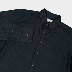 Teddy Stratford NYC Shirt Men's L  Black Casual Dress Zip/Button Up Long Sleeve